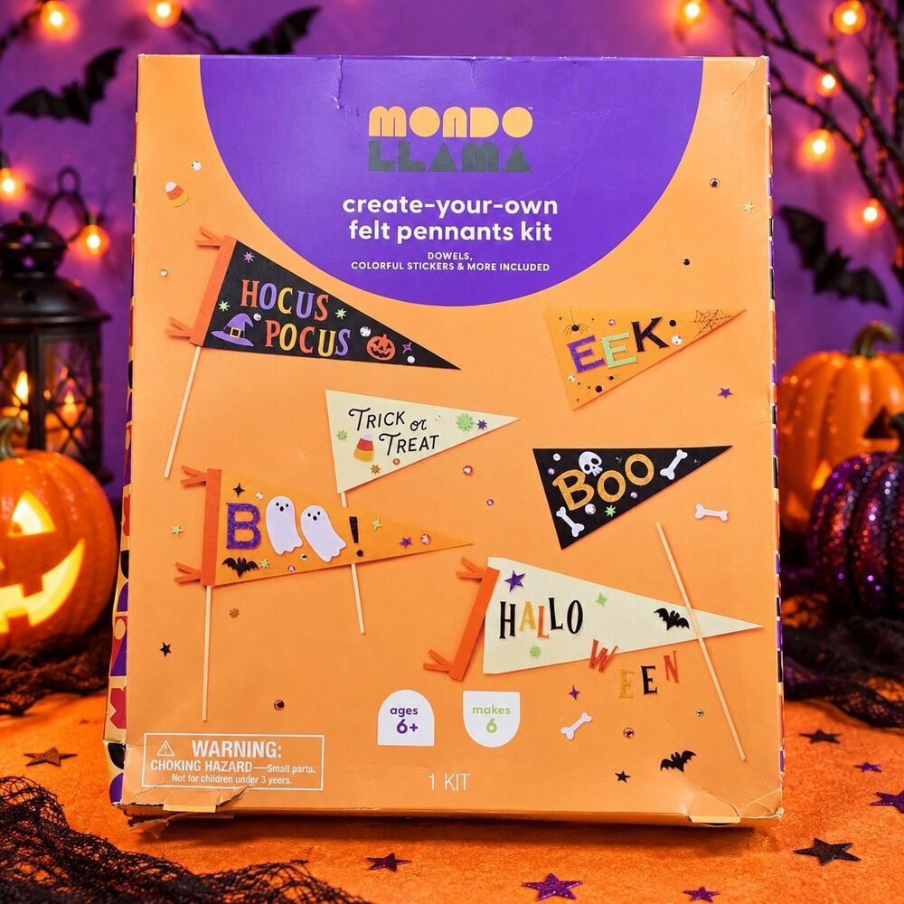 Mondo Llama Halloween Felt Pennants Craft Kit Makes 6 New Open Box Homeschool